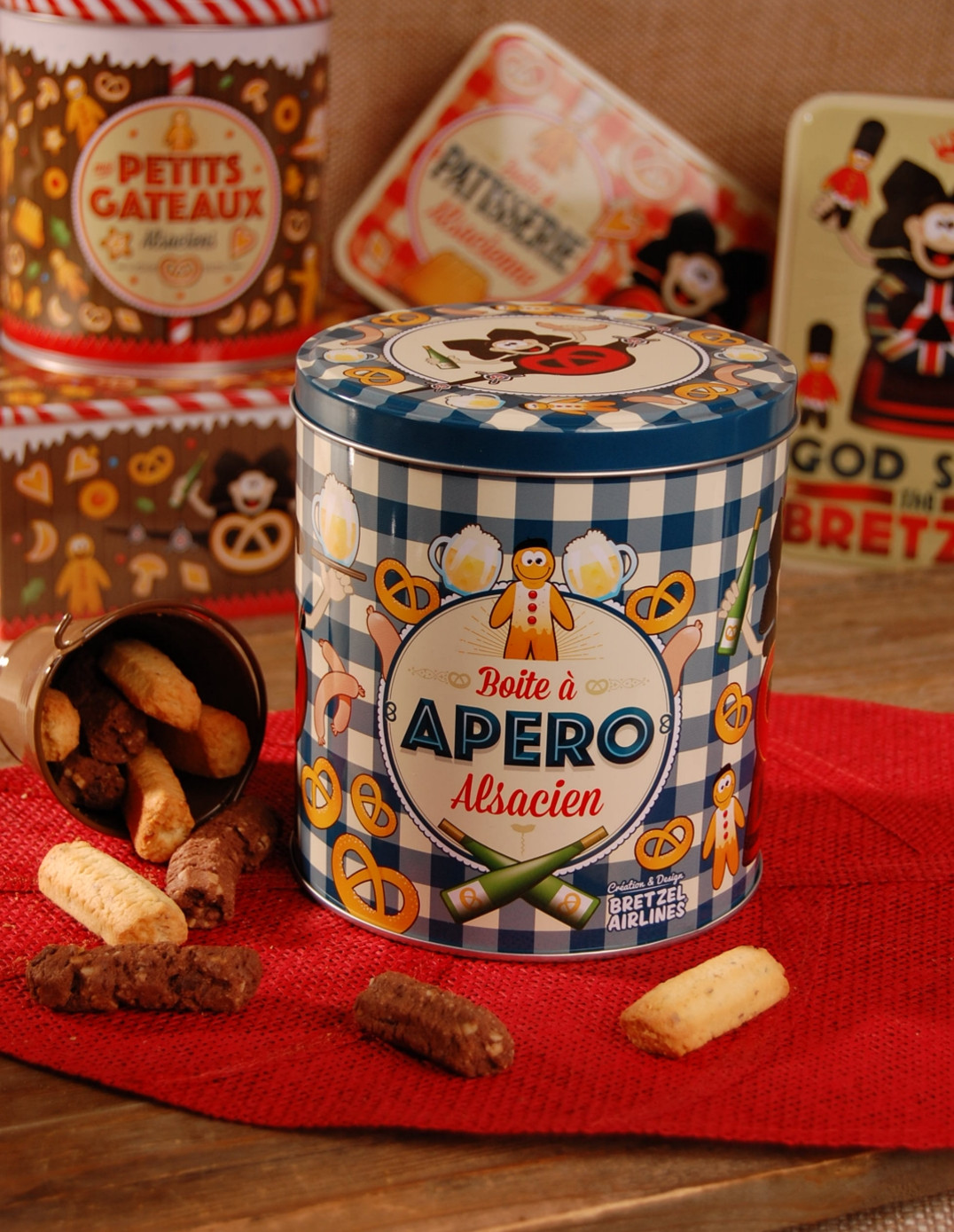 Boite Ronde Decor Apero Garnie Bretzel Airlines 300g Fortwenger Alsace Boite Ronde Decor Apero Garnie Bretzel Airlines 300g Fortwenger Alsace